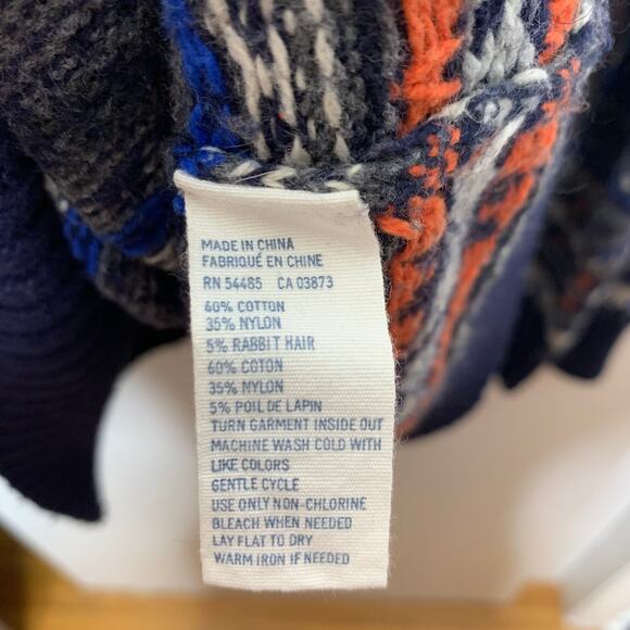 American Eagle men's blue fairisle pattern angora rabbit hair knit sweater SZ XL - Picture 10 of 11